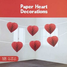 Doğum Günü Süsü Ponpon Kalpli Kırmızı Pk:12