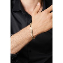 14 Ayar Altın Gurmet Zincir Erkek Bileklik 8 mm