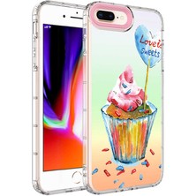 iPhone 8 Plus Kılıf Kamera Korumalı Renkli Desenli Sert Silikon N7TH Korn KAPAK-NO15