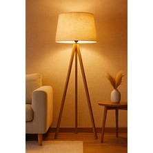 Doğal Dora Kumaş Ahşap Lambader