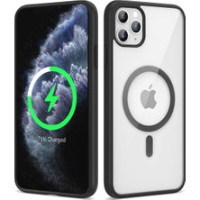 Apple iPhone 11 Pro Kılıf Magsafe Wireless Şarj Özellikli Silikon N7TH Ege Kapak-Siyah