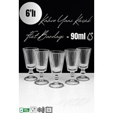 Çizgili Kısa Flüt Kahve Yanı Flüt Bardak | 6'lı 80ML