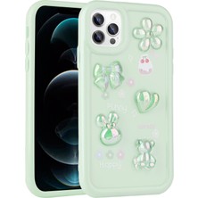 Apple iPhone 13 Pro Max Kılıf Kabartma Figürlü Parlak N7TH Toys Silikon Kapak-Açık Yeşil