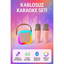 Omaze Mikrofonlu Karaoke Bluetooth Hoparlör Rgb LED Işıklı 5 Efektli Ses Bombası