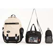 Kore Tarzı 3'lü Erkek Çocuk Okul Çantası & Beslenme ve Kalemlikli Ilkokul Sırt Çantası