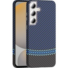 Galaxy S24 Fe Kılıf M-Safe Şarj Özellikli Karbon Fiber Görünümlü N7TH Gros Kapak - Siyah-Lacivert
