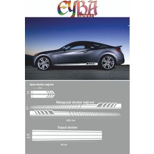 Marşpiyel,kaput,yan Ayna Oto Sticker - Araba Sticker - 5 Parça- 180X10 CM,90X20CM,20X2,5CM Sport1