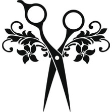 Kuaför Işyeri Cam Sticker Güzel Kadın Makas Kesim Saç Berber Sticker - Çocuk Odası -Uyku - Duvar