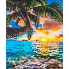 Hi Stone 5d Elmas Taş Işleme Kiti 40X50 cm Denizde Günbatımı Desen
