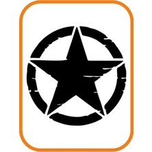 Army Yıldız 2 Adet Off Road Oto Sticker Büyük Boy 20 cm Siyah