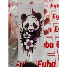 Sevimli Panda Sticker Renkli Baskı Baskes 1 Adet 17X9 cm