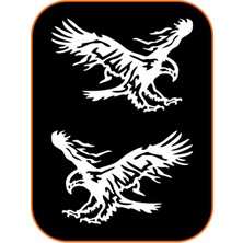 2 Adet Kartal Oto Sticker 20X15 cm Sağ ve Sol ( Beyaz )