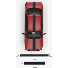 Çift Şerit Oto Sticker 3 Lü Set - Araba Sticker - Oto Sticker - 120X20CM (2ADET), 100X20CM (1 Adet)