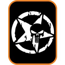 Army Yıldız Kuru Kafa Marvel 2 Adet Off Road Oto Sticker 20 cm Beyaz