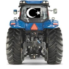 Traktör Arka Cam Türk Bayrağı Ay Yıldız 39X30CM Sticker Yapışkanlı Motor Tümosan Başak Case