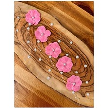 Sarkıt Incili Ortanca Yapay Hazır Çiçek -20 Adet- Pembe Islak Dokulu