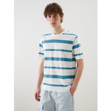 Lc Waikiki Yeni Sezon Bisiklet Yaka Çizgili Penye Erkek Tişört