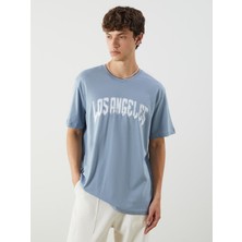 Lc Waikiki Yeni Sezon Bisiklet Yaka Baskılı Penye Erkek Tişört