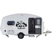 Karavan Camp Life Doğa Dağ Ağaç Güneş Sticker Yapışkan