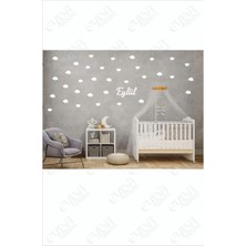 Bebek Odası Çocuk Odası Bulut Sticker 36 Parça Kişiye Özel Isimli Sticker