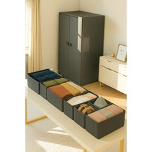 Prendi Home 8'li Antrasit Çekmece İçi Organizer Seti 13 x 13 cm Pratik ve Fonksiyonel Düzenleyici