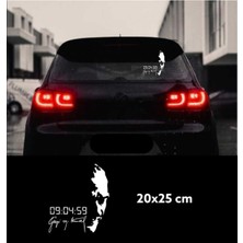 Atatürk Silüetli Saat Sticker Bayrak Araç Arkası Traktör