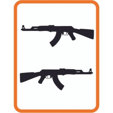 ''keleş AK47'' 2 Adet Sağ ve Sol Oto Sticker 20X6 cm Siyah