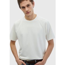 Ekru Bisiklet Yaka Düz Sweatshırt