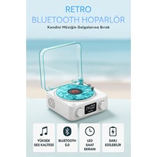 Omaze Retro Plak Tasarımlı Bluetooth Hoparlör Mavi Renk Yüksek Ses Kalitesi ile Kablosuz
