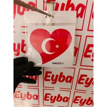 Kalp Bayrak 12X11 cm Baskes 1 Adet Renkli Baskı Sticker, Bisiklet, Karavan,otomobil,çocuk