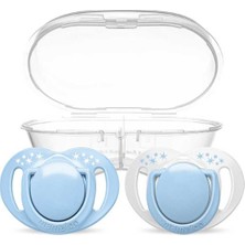 Powder Blue Saklama Sterilizasyon Kutulu 0+ Ay Ortodontik Emzik 2'li Set