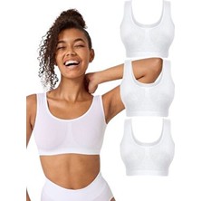 Forever More Kadın 3'lü Beyaz Kalın Askılı Pedsiz Esnek Büstiyer L Beden Şık Tasarım ve Nefes Alabilir Kumaş