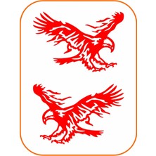 2 Adet Kartal Oto Sticker 20X15 cm Sağ ve Sol ( Kırmızı )