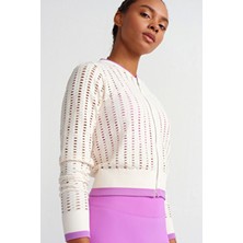 Fileli Spor Ceket Ekru