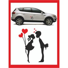 Yeni Trend 18*15CM Balonlu Kalpli Öpüşen Çocuklar Sticker - Oto Sticker -