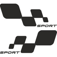 - 2 Adet Sağ ve Sol Sport Yazısı Sticker, Race Sticker Siyah 30X16 cm - S0031