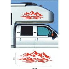 100X28CM Ağaç Dağ Araba Dekor Orman Sticker - Off Road - Karavan - Oto Sticker -