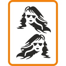 Kadın Madonna 2 Adet Sağ-Sol Takım Ticari Araç Oto Sticker 40X30 cm Siyah