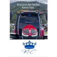 Taçlı Isim Baş Harfleri 25X25 Özel Yazı Traktör Erkunt Sticker Case Tümosan Massey