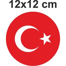 Oval Türk Bayrağı Oto Sticker, 12X12 Cm, Araba Sticker