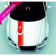 Ay Yıldız Kaput Şerit Oto Sticker Kırmızı