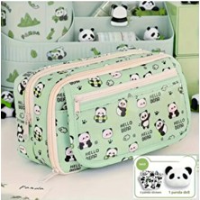 2025 Yeni Kızlar Kalem Kutusu Panda(Peluş Bir Broş+ Bebek+5 Det Stickers+2 Klip)