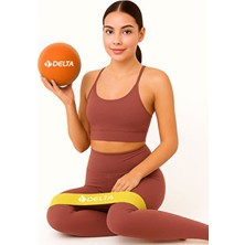 20 cm Mini Denge Topu ve Aerobik Loop Band Pilates Seti Squat Yoga Ekipmanı Turuncu-Sarı