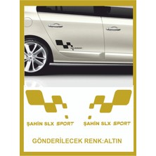Şahin Slx Sport Damalı Sağ-Sol Takım 2 Adet Oto Sticker 30X16 cm Siyah