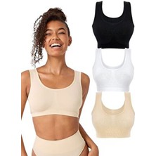 3'lü Kadın Kalın Askılı Pedsiz Esnek Büstiyer