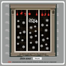 Yılbaşı 2024 Cam Süsü Sticker Etiket Yeni Yıl Kar Tanesi(60 Parça)
