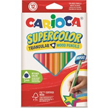 Carioca Supercolor Maxı Üçgen Kuru Boya Kalemi 12'li %100 Ahşap Premıum Kalite