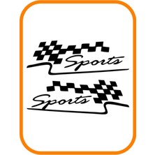 2 Adet Sports Far Üstü Veya Kaporta Sticker - Sağ ve Sol 30X10 cm Siyah