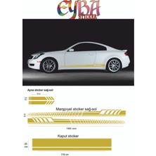 Marşpiyel,kaput,yan Ayna Oto Sticker - Araba Sticker - 5 Parça- 180X10 CM,118X20CM,20X2,5CM Sport2
