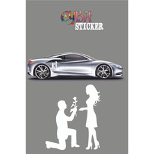 18X15 cm Çiçekli Teklif Sevgili Oto Sticker